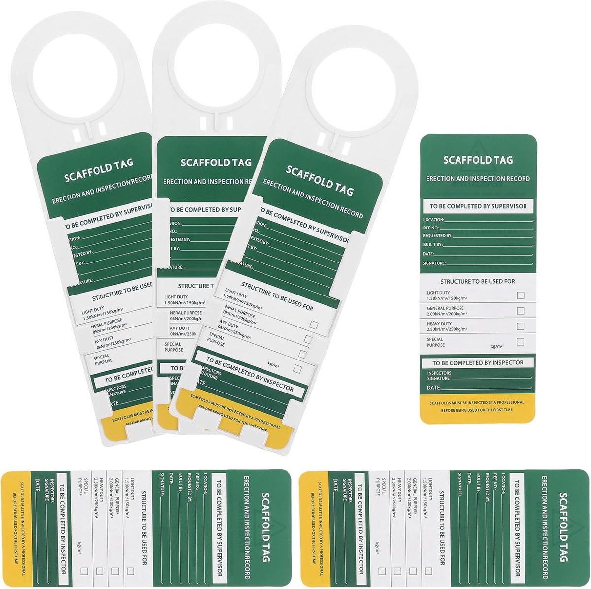 Inspectielabels met houders - Veiligheids tags - Ladder inspectie - Weerbestendig PVC - 31 x 9.2 cm - Meerkleurig
