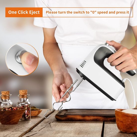 Digitale Handmixer - Elektrische Garde - Bakken En Mixen - 9 Snelheden Turbo - 400W Motor - Wit — afbeelding 2