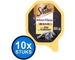 10x Sheba - Mini Filets Kip & Kalkoen - Kattenvoer Natvoer - 85g