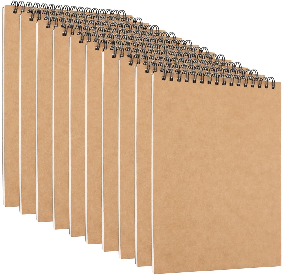 Dailygoods - A5 schetsboeken - blanco spiraalvormig - 30 vellen - bruin - notitieboekje - ideaal voor kunstenaars - 10 stuks