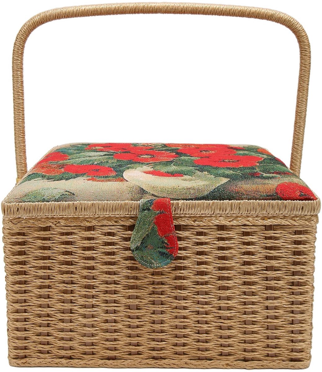 Dailygoods- Naaimand Grote Capaciteit - Lichtgewicht - Draagbaar - Opbergdoos - Houten/Doek - Luxe Geschenkdoos