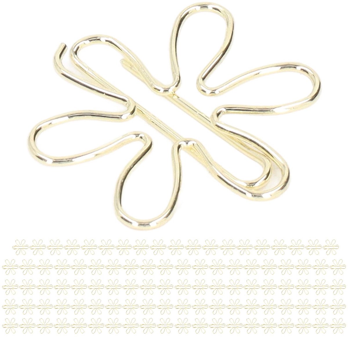 Dailygoods- Paperclips Goud - 100 Stuks - Bloem/Pijlpuntvormen - Lichtgewicht - Duurzaam - Antiroest/metaal - Kantoorclips