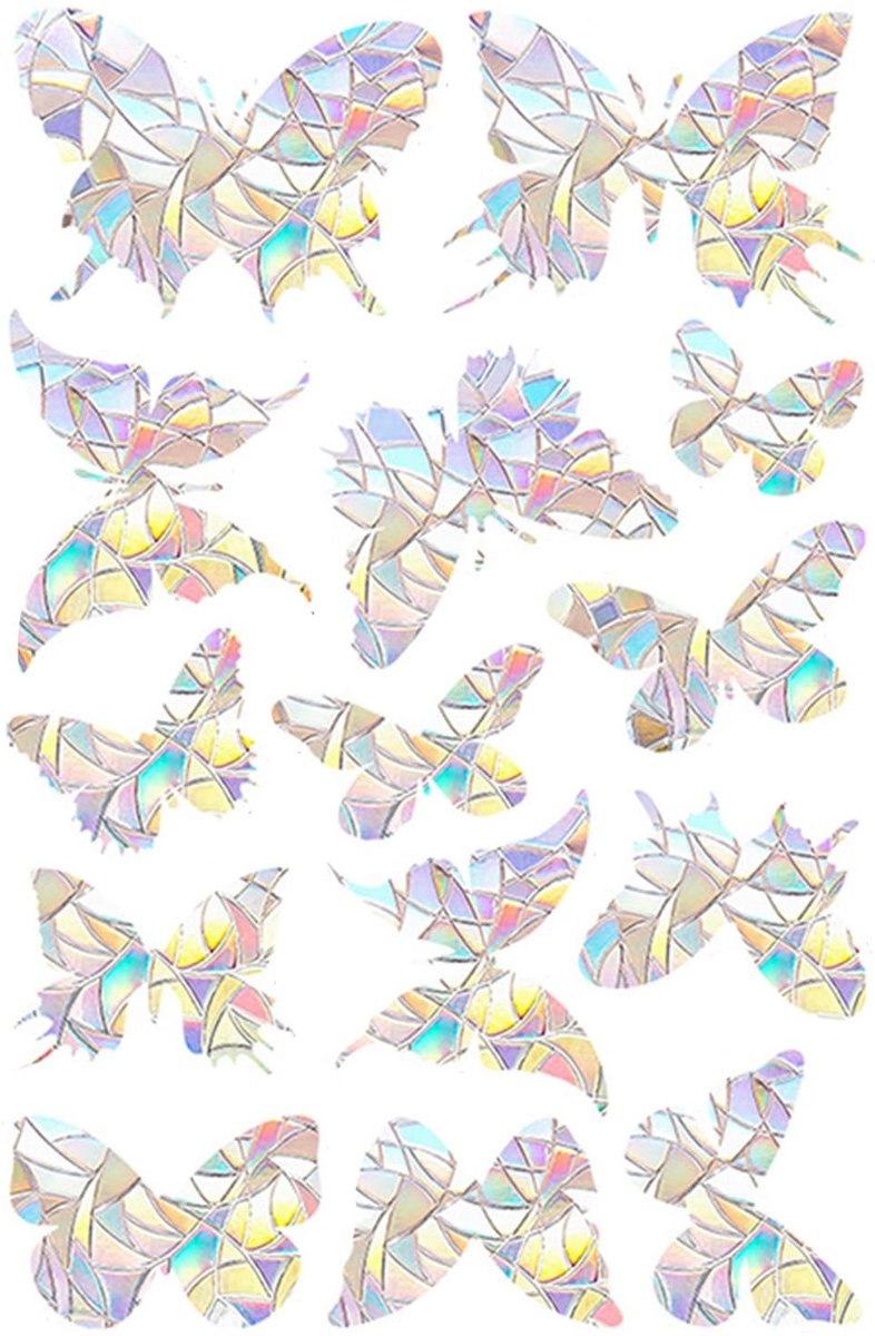 Dailygoods- Raamstickers Vogelbescherming - Raamstickers Vlinders - Raamstickers Tegen Vogelaanvallen - 28 Stuks - Prisma Vensterstickers - Verschillende Maten