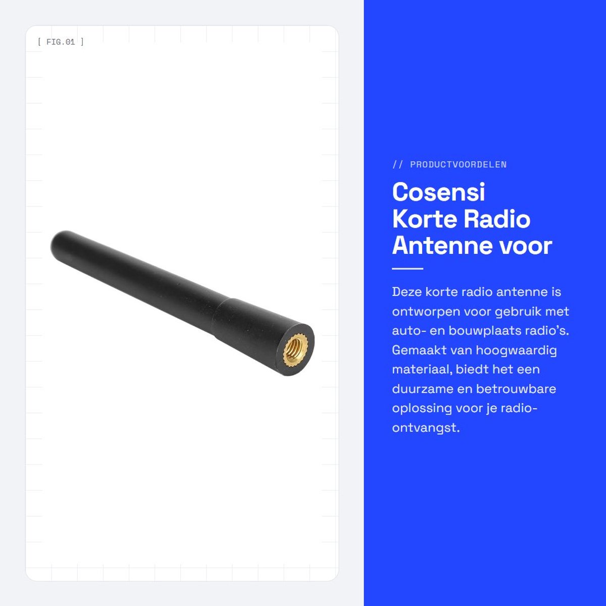 Dailygoods- Radioantenne Universeel - Auto Antenne Kort - AM/FM Signalen - Eenvoudige Installatie - Hoogwaardig Materiaal - Stabiele Prestaties - Autoantenne