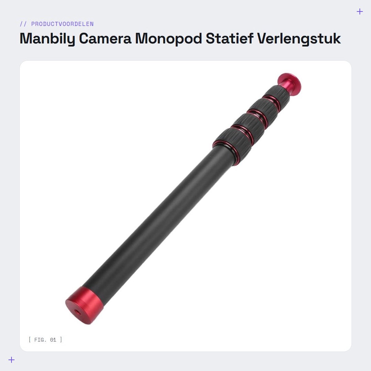 Dailygoods- Monopod Camera Statief - Aluminiumlegering - Verlengbaar 33,5-108 cm - Maximale belasting 5 kg - Lichtgewicht 339 g - Universeel accessoire