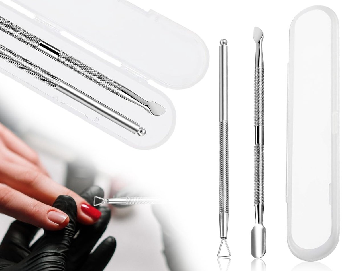 Dailygoods- Nagelriemduwer Set - Roestvrij Staal - Nagelverwijderaar - Manicure/Pedicure - Nagelreinigingsgel - Inclusief Schuiver/Schaaf - Nagelverzorgingsset