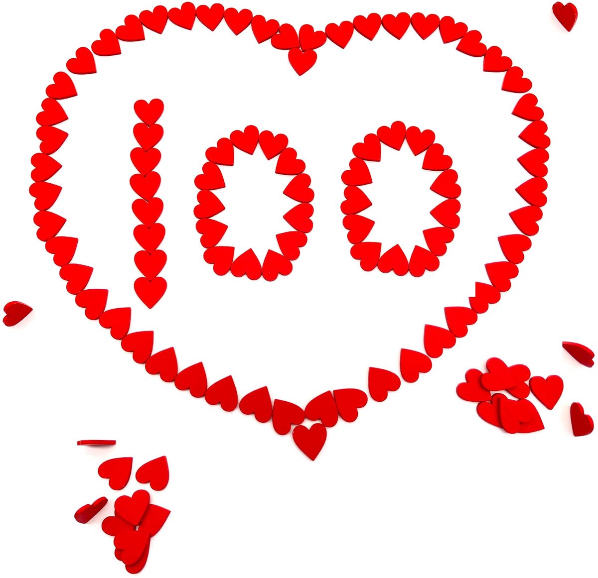 Dailygoods- Hartjes Houten Mini Decoratie - 100 Stuks - Rode Hartjes - DIY Accessoires - Bruiloft/Feest Decoratie - 2 cm Lang