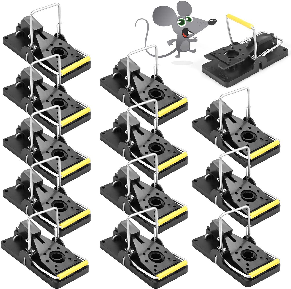 Dailygoods- Muizenval herbruikbaar - Professionele muizenvallen - Set van 12 stuks - Geschikt voor muizen/ratten - Hoogwaardige afwerking - 9,8 x 4,8 x 5,7 cm - Ongediertebestrijding