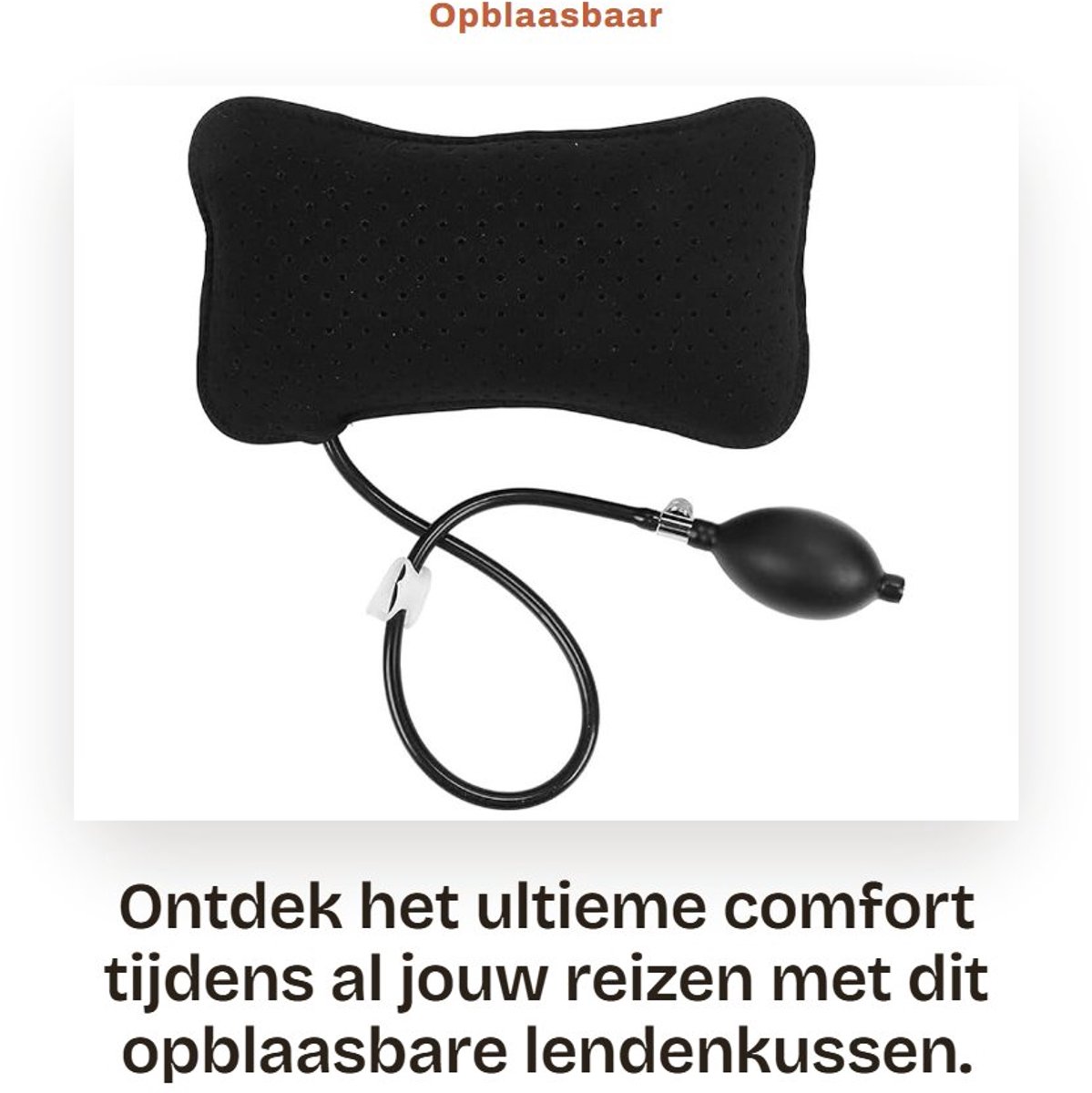Dailygoods- Lendensteunkussen Draagbaar - Opblaasbaar - Wasbaar - Ademend - Stevig - Comfortabel - Rugkussen