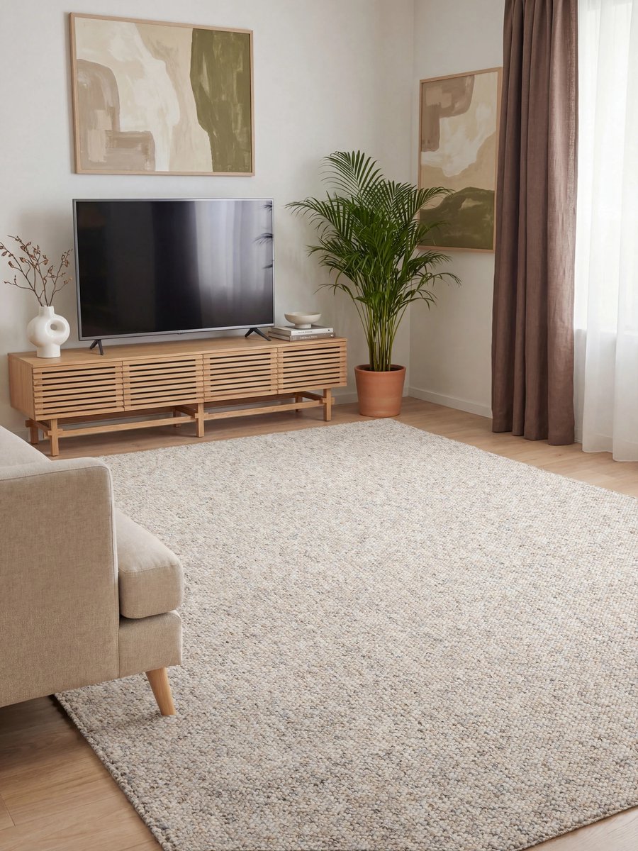 Elle Decoration - Rocco Wol look Vloerkleed - Creme / Multi 80x150 cm
