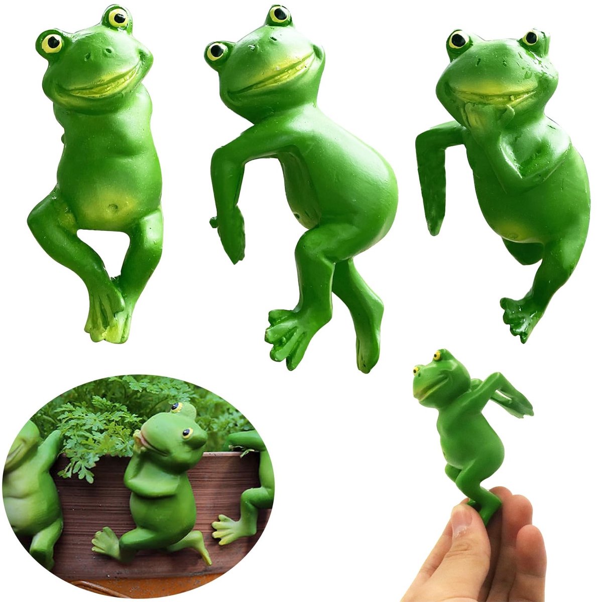 Dailygoods- Kikker Ornament Schattig - Tuinbeelden voor Buiten - Decoratieve Hangers - Plantenbakken - Tuindecoratie - Handbeschilderd en Gedetailleerd