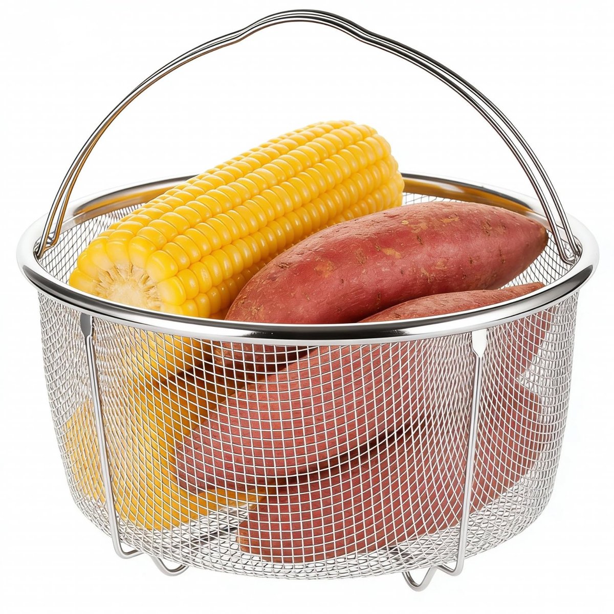 Dailygoods- Stomende Mand Roestvrij Staal 18cm - Mesh Stoommandje - Multifunctioneel Keukengerei - Koken - Groentestomen - Voedselveilig Materiaal - Stoommand