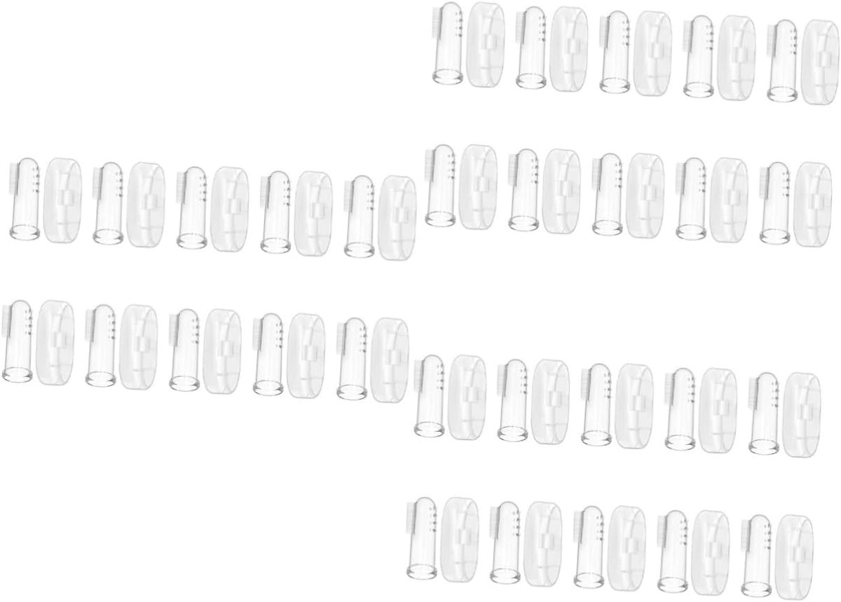Baby Vinger Tandenborstels - Siliconen Borstels - Mondverzorging Baby - Dubbelzijdig Ontwerp - 30 Sets - Transparant
