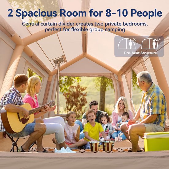 Dailygoods- Opblaasbare Tent 4 Personen - Waterdicht - UV-bestendig - Eenvoudige Installatie - Versterkte Luchtbalken - Geschikt voor Kamperen - Kampeertent van Dailygoods — afbeelding 5