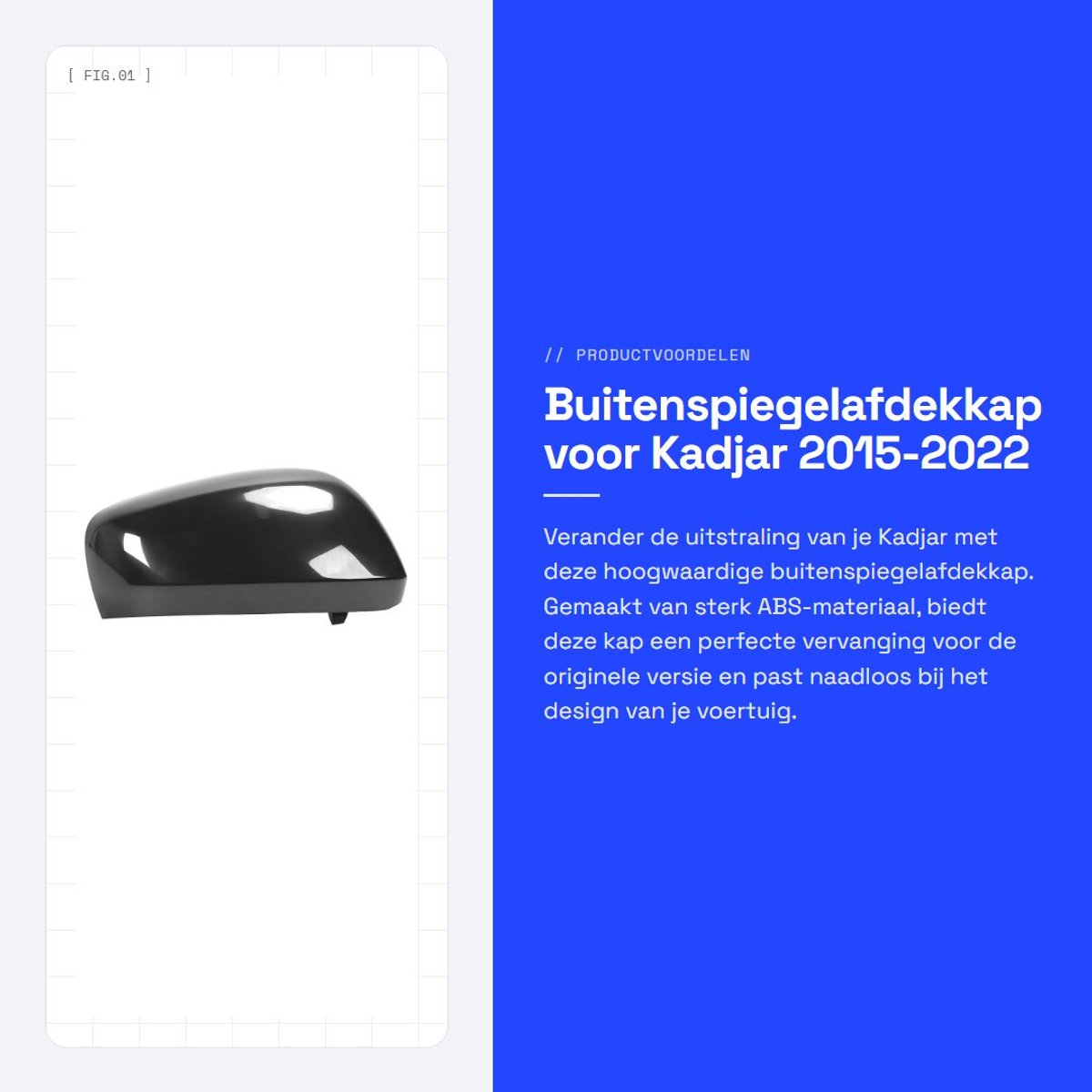 Dailygoods- Buitenspiegelafdekkap vervanging - Achteruitkijkspiegelkap - Zwart - Hoge sterkte ABS - OEM-normen - Stijlvolle look - Spiegelkap