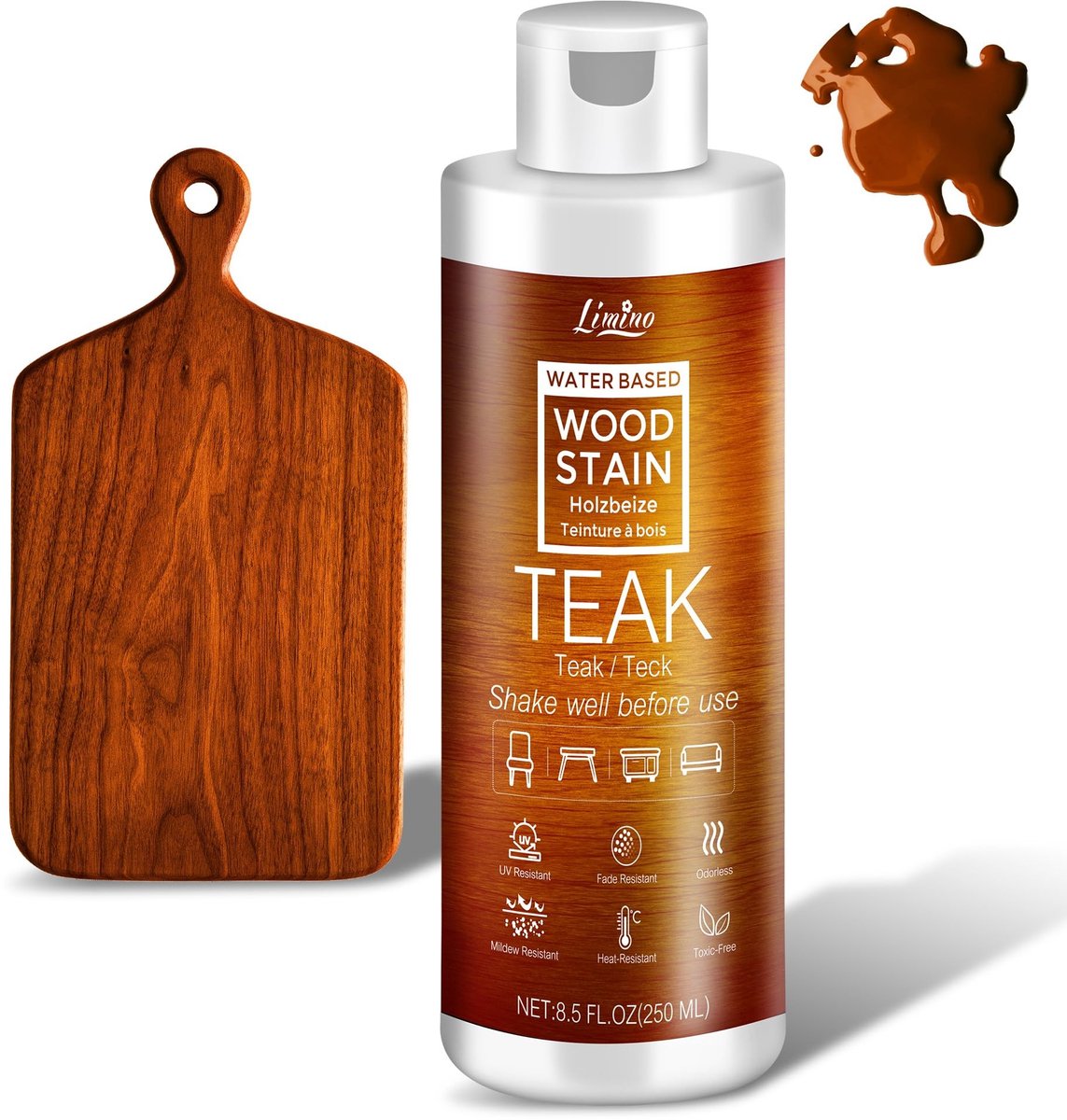 Dailygoods - Watergebaseerde Houtbeits - Teak voor Binnen- en Buitenmmeubels - Sneldrogend en Geurarm