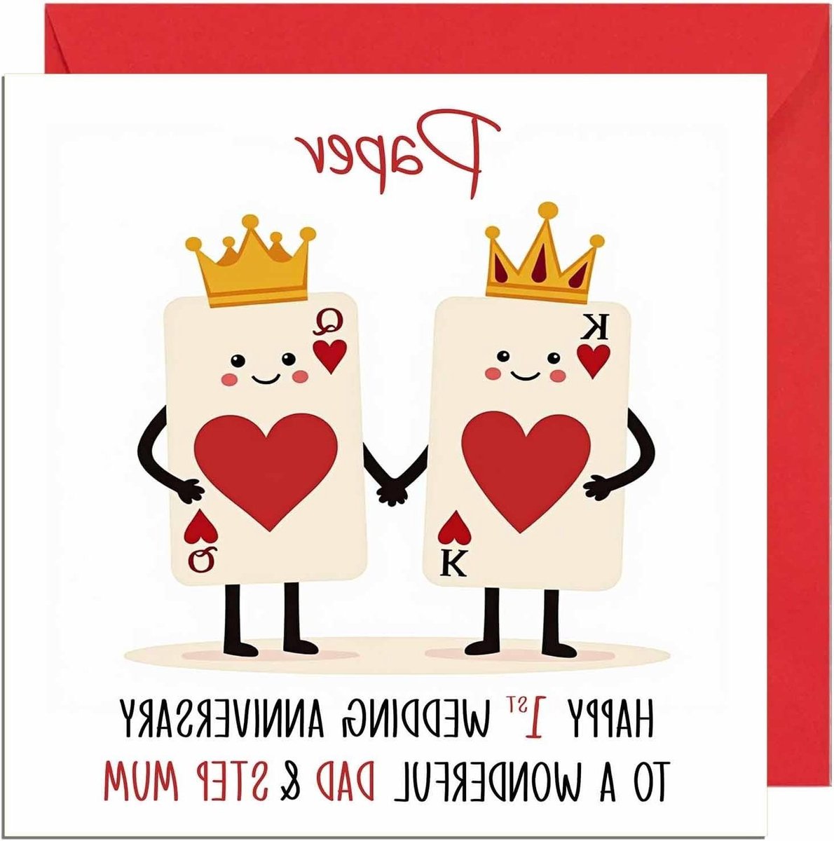 Jubileumkaart Papa Stiefmoeder - Wenskaart Trouwdag - Felicitatie Versturen - Gerecycled Karton - 145x145mm - Vader & Stap Moeder
