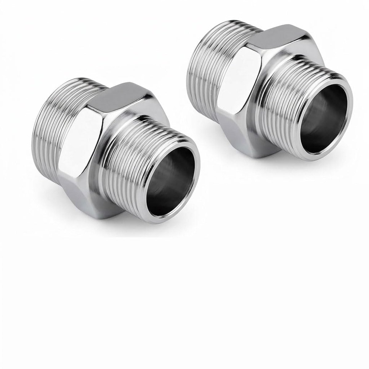 2 stuks roestvrijstalen dubbele nippel 3/4 inch Ag naar 1/2 Ag, verloopstuk, adapter, kraanverlenging, verloopnippel, vermindert fittingen, geschikt voor waterkraan tuin, wasmachine afvoer