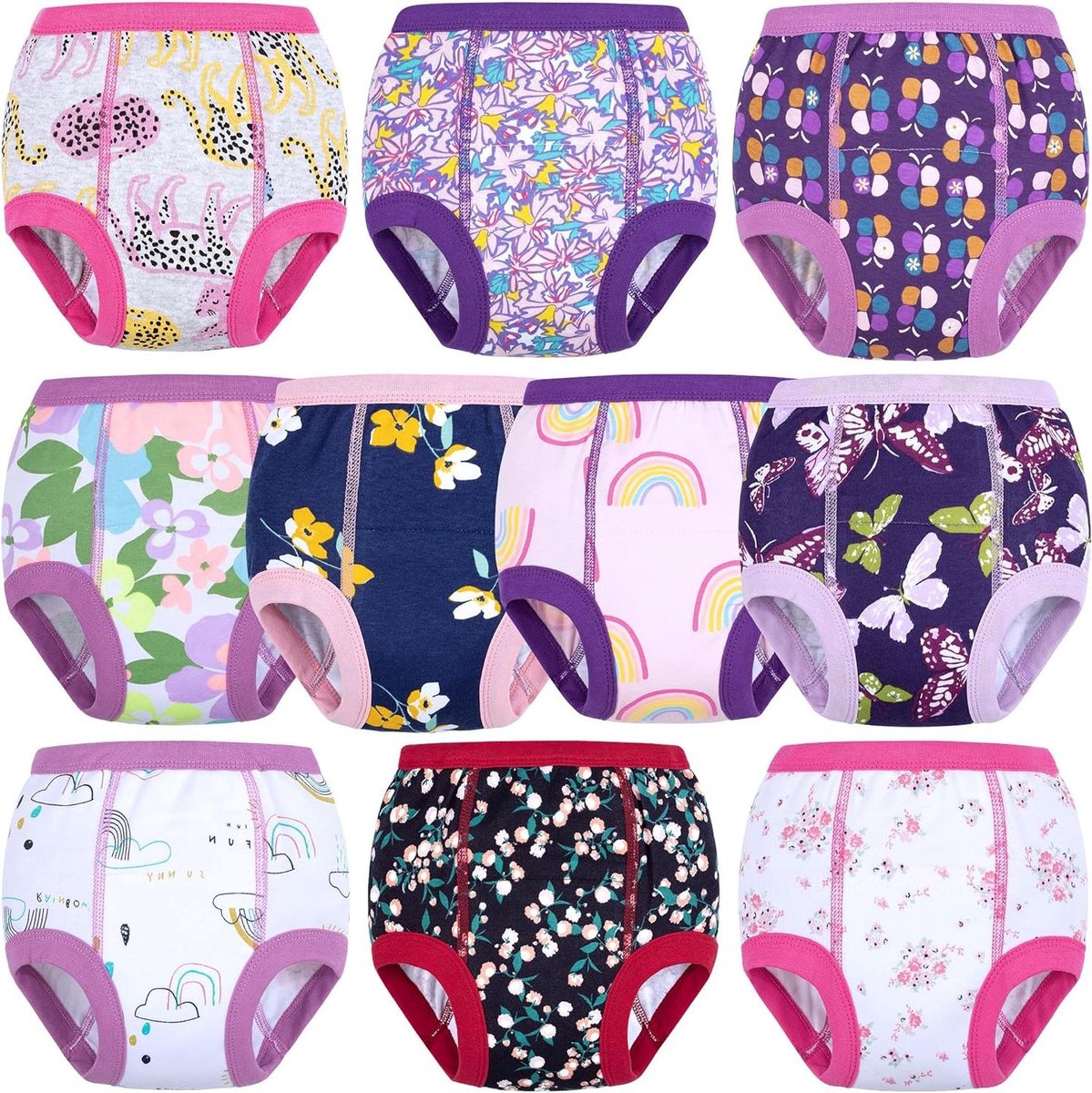 Potty Training Ondergoed - Oefenbroekjes Peuters - Zindelijkheidstraining - Absorberende Katoenlaag - 10 Stuks - Meerdere Kleuren