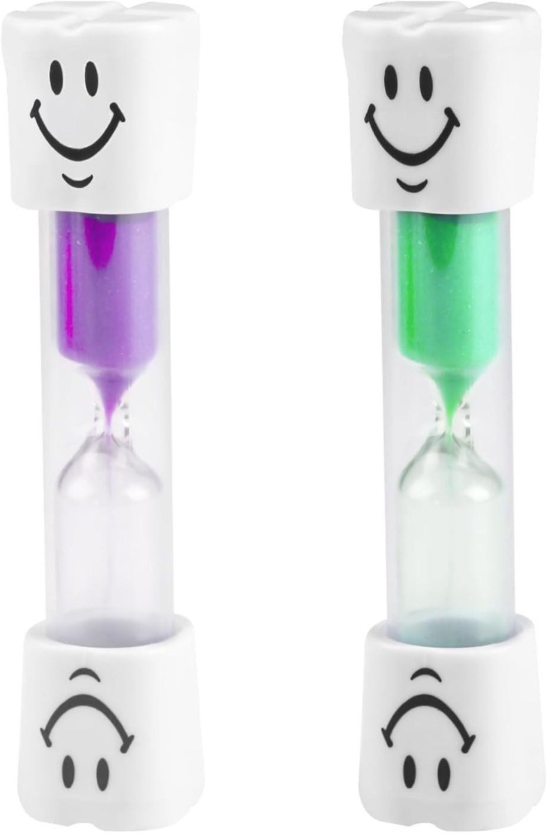 Zandlopers - Timer Tandenborstel timer - Tandenpoetsen Timen - Beschermende Behuizing - 9.7 cm hoog - Blauw/Roze