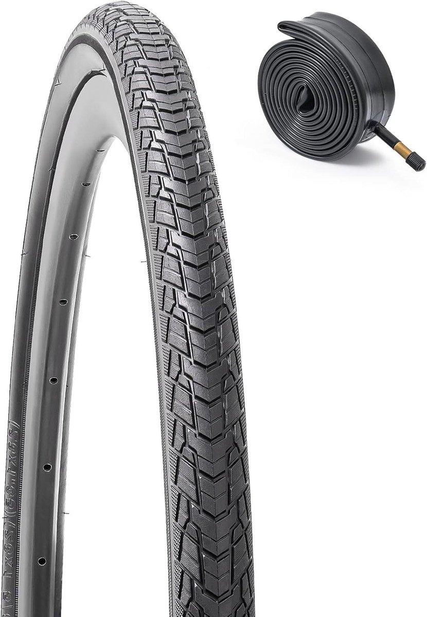 Fietsband en Binnenband Set - Wielset Racefiets - Comfortabel Fietsen - Gestroomlijnd Profiel - 700x35C - Zwart