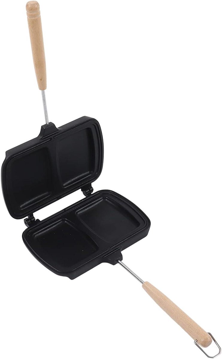 Sandwich Broodrooster Pan - Toastie Maker Koekenpan - Sandwiches Maken - Dubbelzijdig Anti-aanbak - 36 Centimeter Diameter - Zwart
