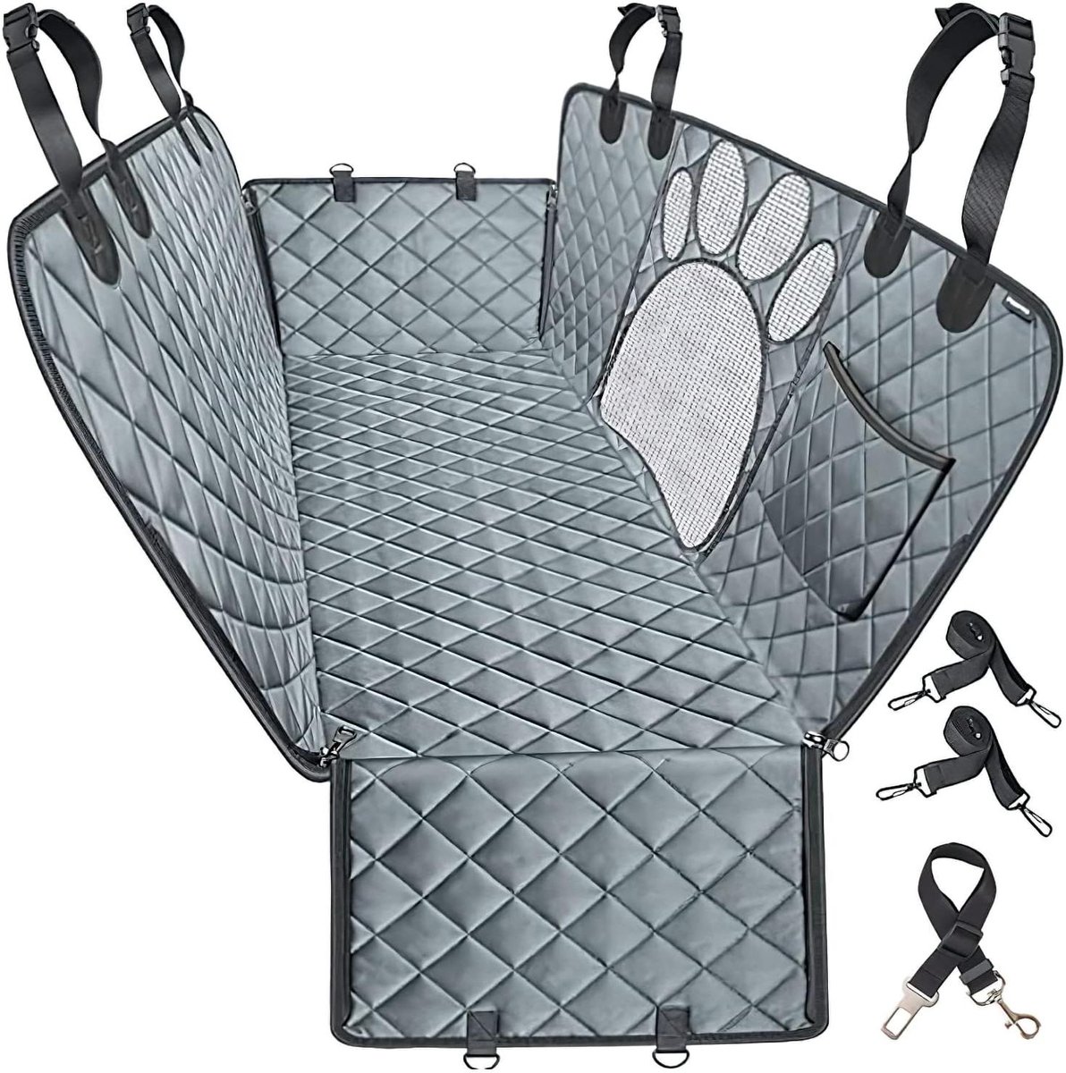 Honden Autostoelhoes - Honden autostoelbeschermer - Veilig Reizen - Waterdicht Vijflaags Materiaal - 137 x 147 cm - Grijs