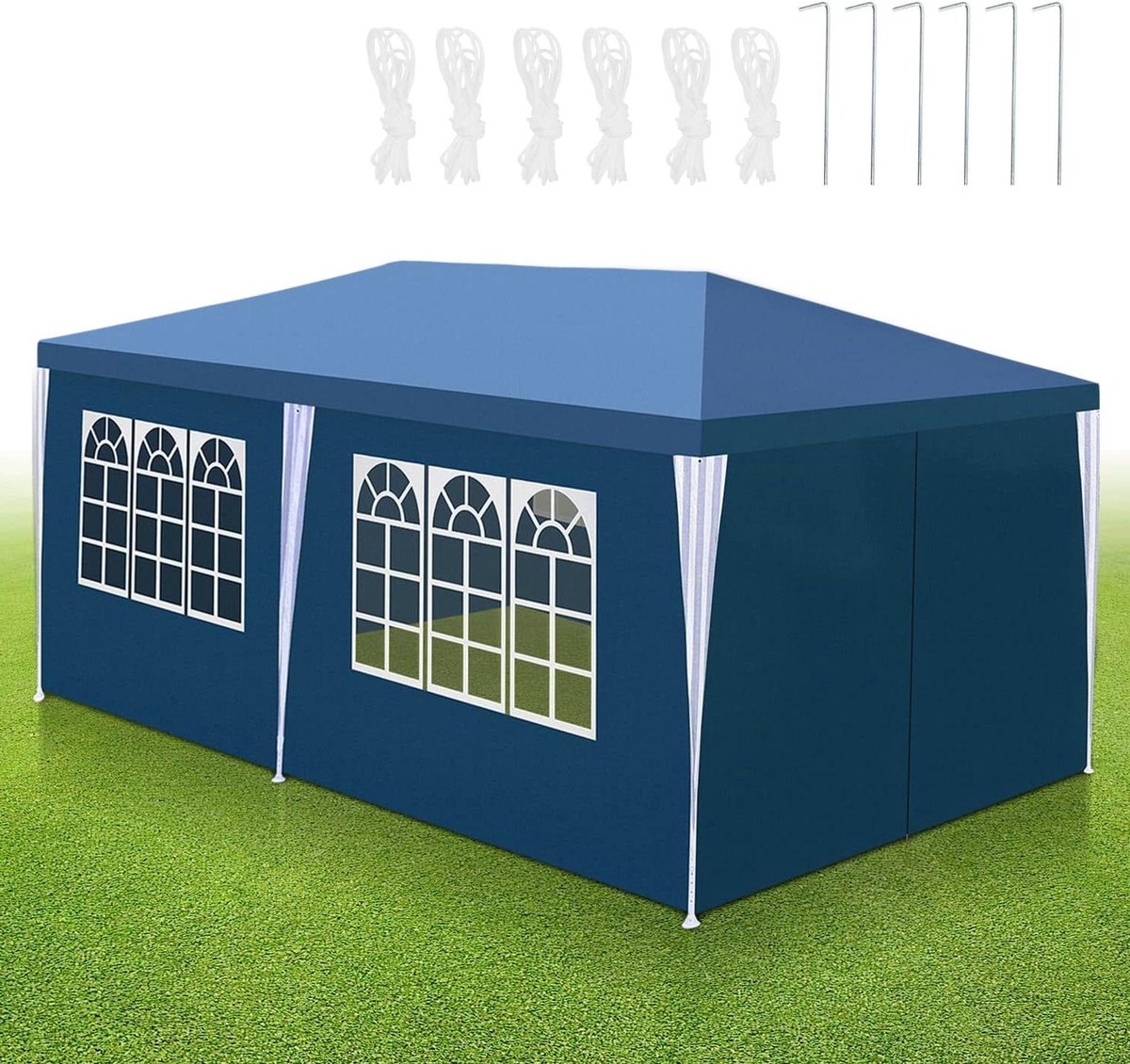 Partytent Waterdicht - Feesttent Tuintent - Feest Organiseren - UV-bestendig PE-zeil - 3 x 6 m - Blauw