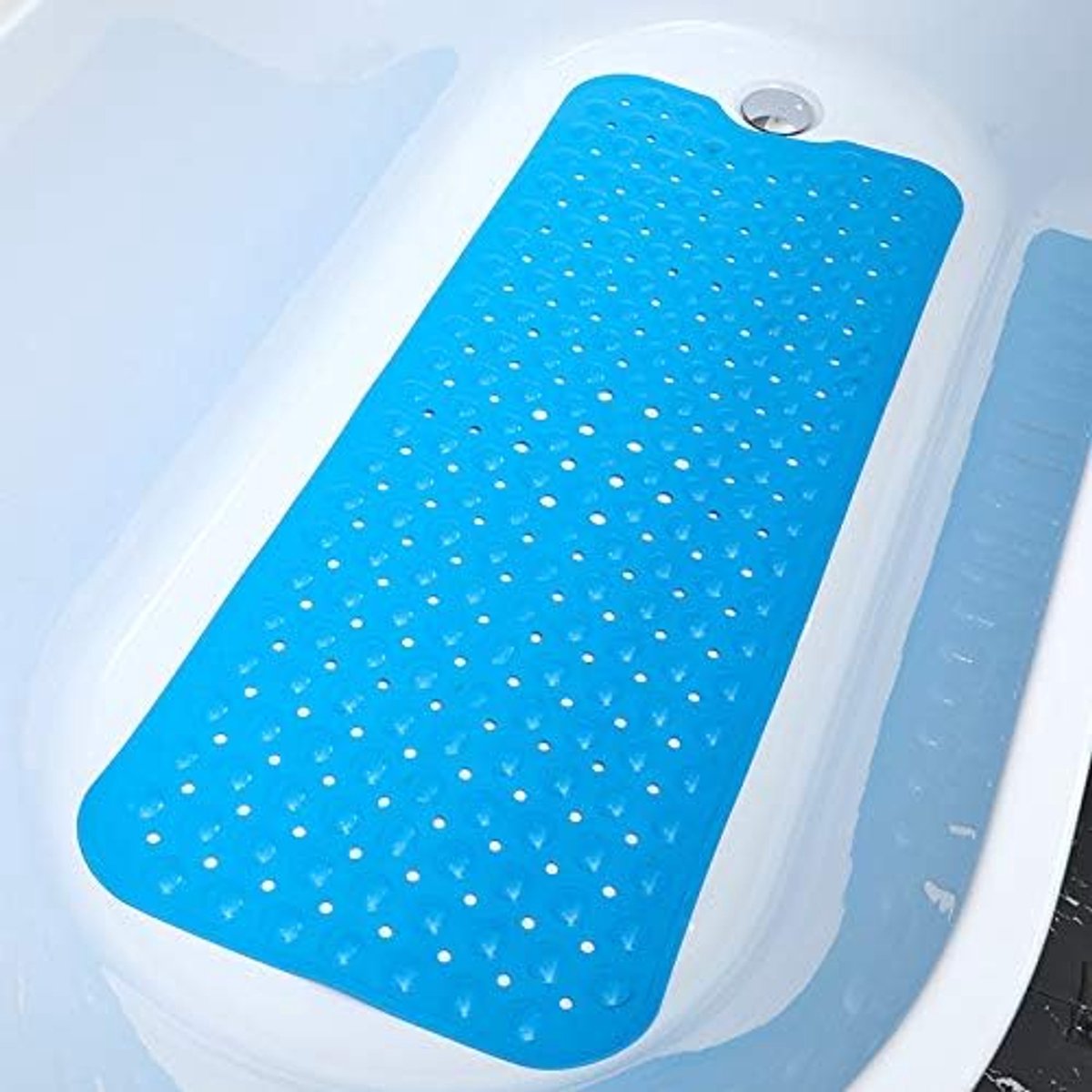 badkamermat, grote badmat, voetmassagemat, poreus afvoer- en schimmelbestendig, vacuüm zuignap, antislip PVC gezondheid en milieubescherming blauw (40* 100cm)