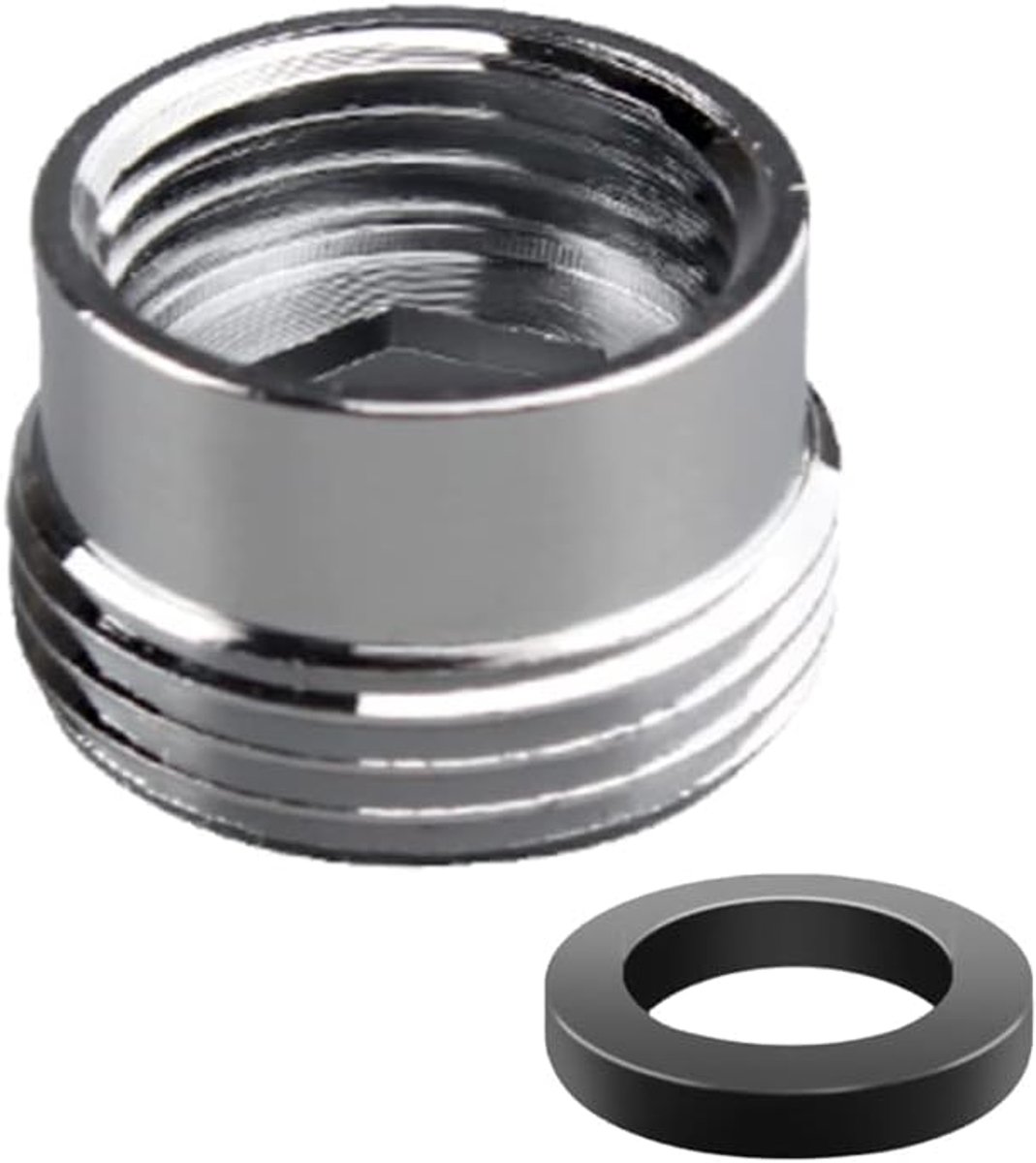Kraan Adapter, G1/2" naar G3/4" Kraan Beluchter Adapter Slang Draad Fitting Connector voor Wasmachine Vaatwasser Tuin (Zilver)