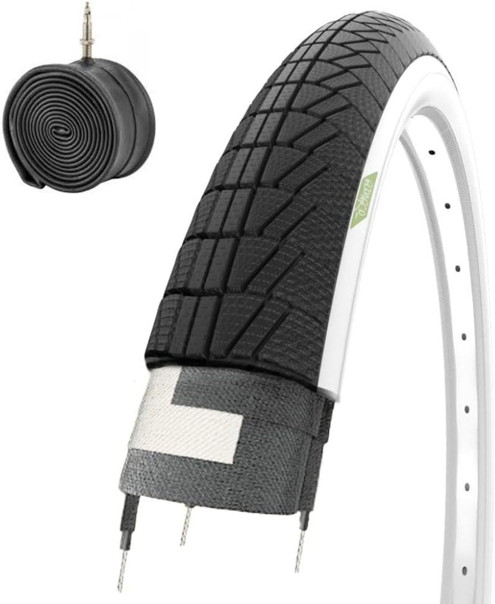 Fietsbanden Set - Banden met Binnenband - Stadsfiets Onderhoud - Butyl Binnenbanden - 20 x 175 - Wit Zwart