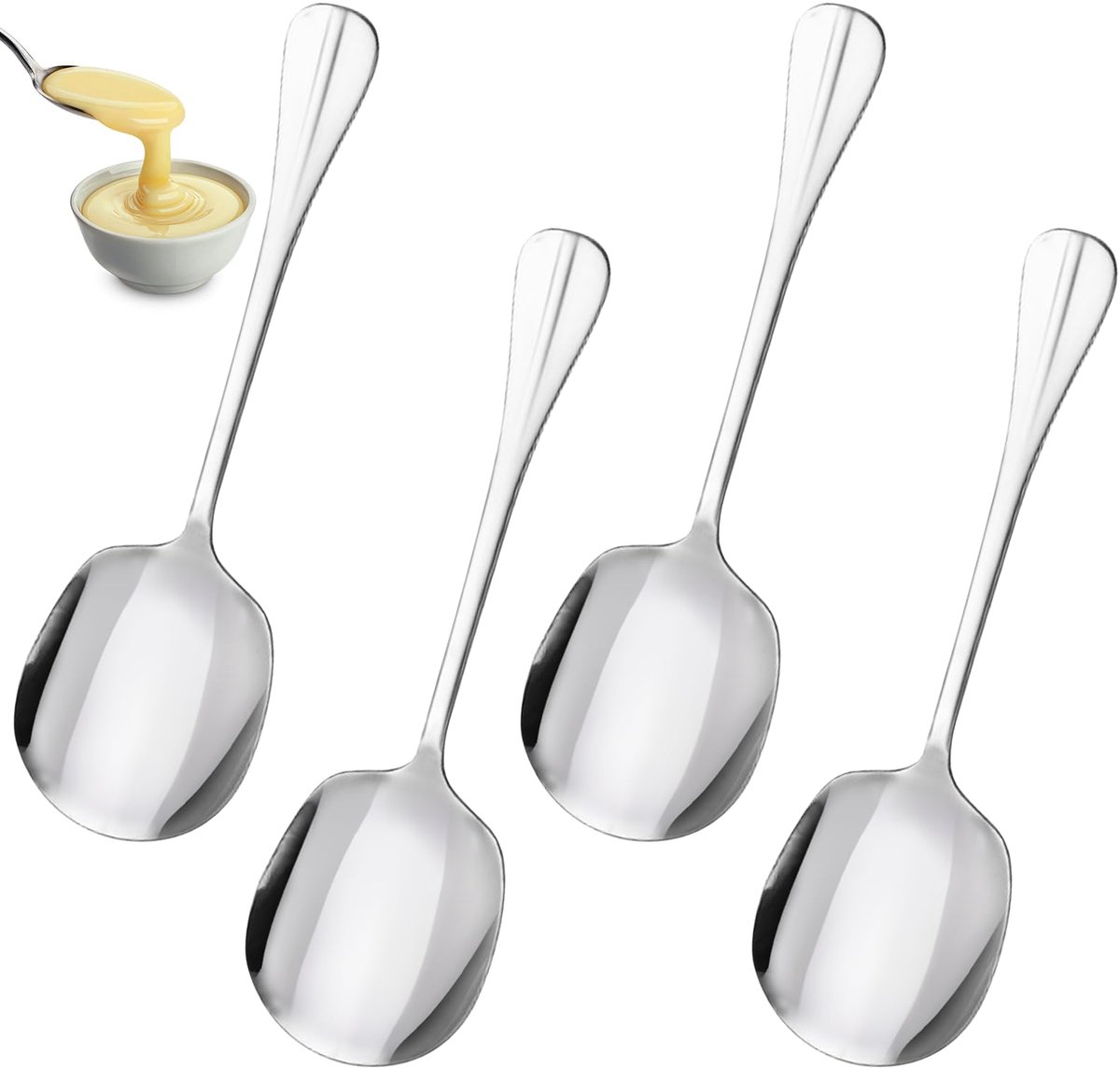 Slabestek van roestvrij staal, 20,7 cm, roestvrij staal, gepolijst, grote lepel met lange handgrepen om te serveren, restaurant, keuken, familiefeesten