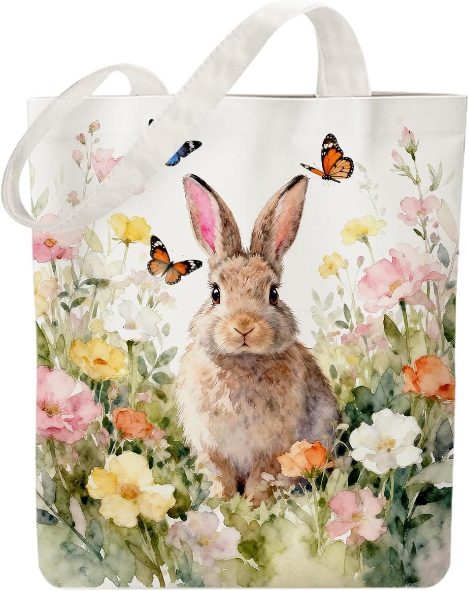 Canvas Tote Bag - Draagtas Herbruikbaar - Boodschappen Doen - Stevig Dik Canvas - 38 x 40 cm - Wit