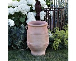 Terracotta Amphore - Bloempot Grieks - Tuindecoratie - Handgemaakt Unicaat - 50 cm hoog - Terracotta