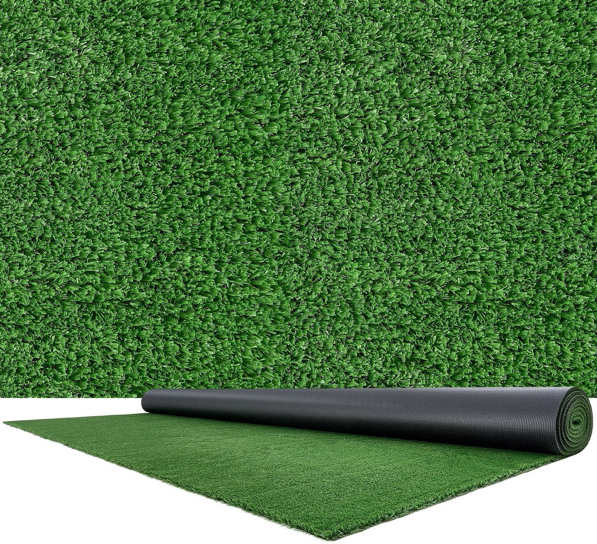 Kunstgras - Kunstgrasmat 5,49 x 3,05 m - Poolhoogte 1,5 cm - Met Drainagegaten - Snijbaar - Voor Balkon Terras Tuin en Binnen - Groen