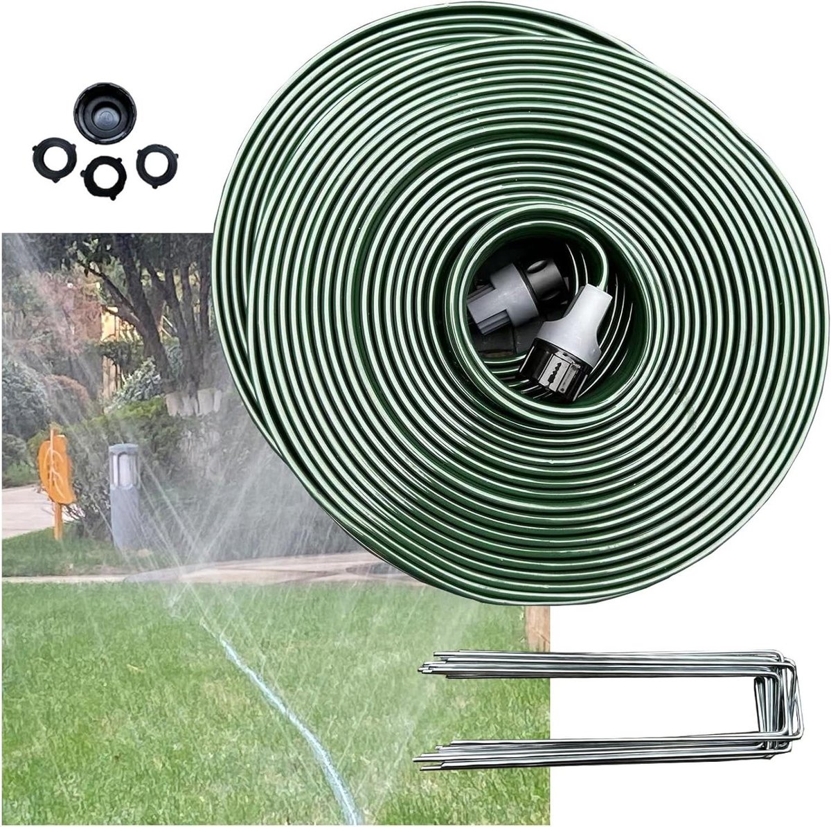 Tuinslang Sprinkler - Soaker slang - Gazon Water Geven - Lage Ligging Ontwerp - 23 Meter - Groen