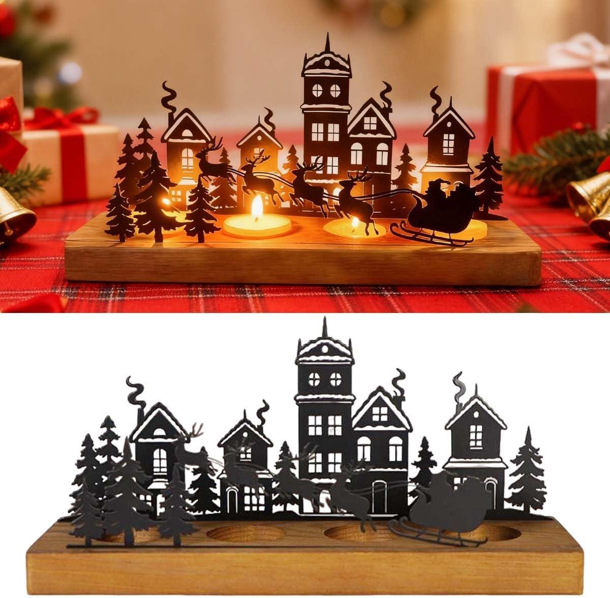 Kandelaar Adventskrans - Adventskaarsen Houder - Kerstsfeer Creëren - 4 Kaarsen Plaatsen - 28 cm - Zwart