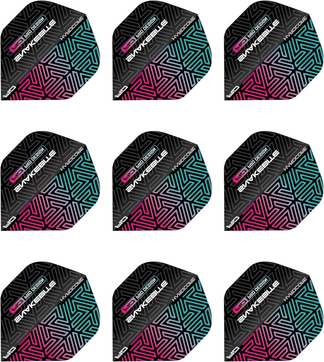 Dart Flights - Vliegers - Precisie Darts - Extra dik - 9 Stuks - Zwart Regenboog