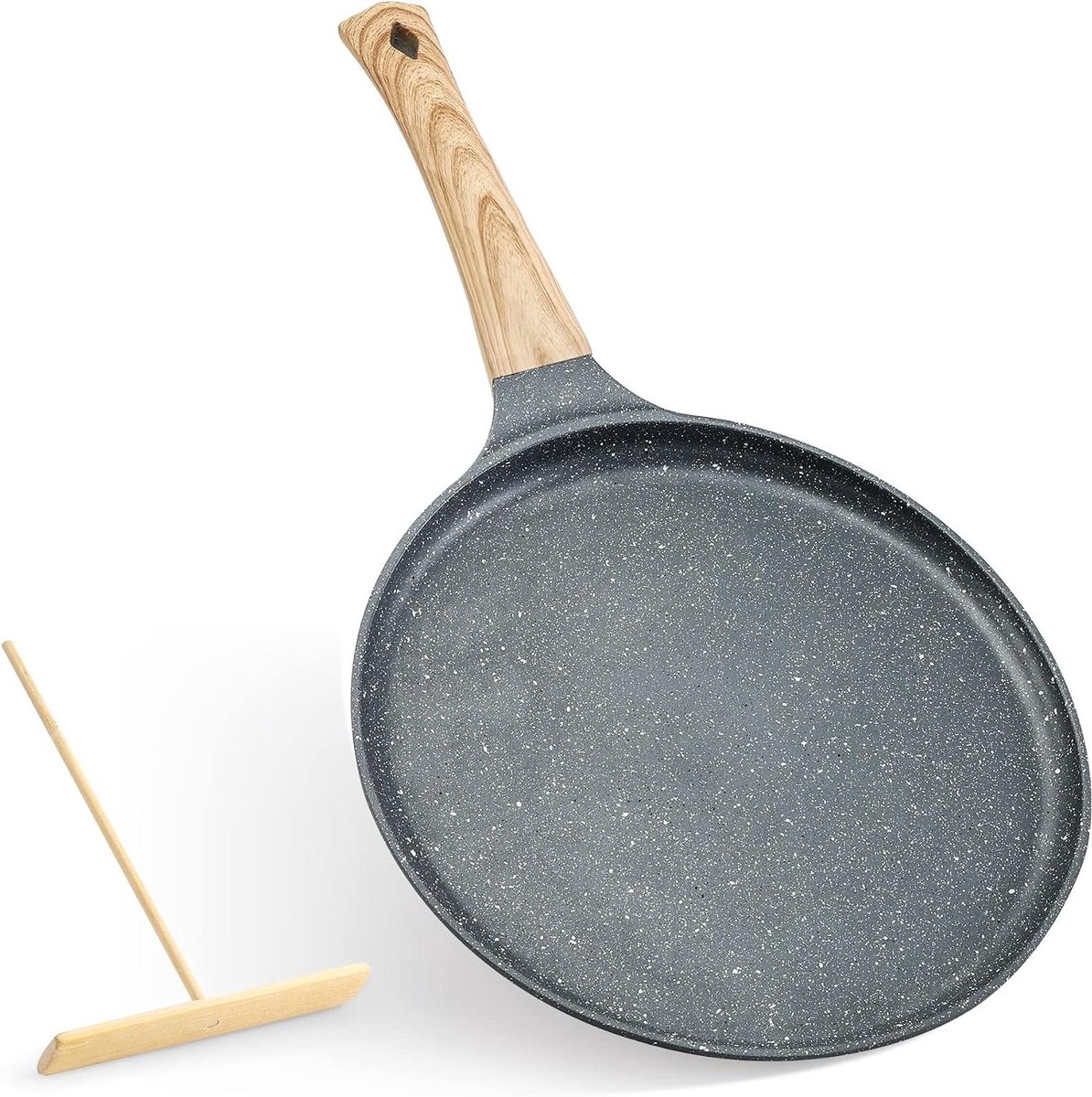 Crêpepan - Dosa pan Tortilla pan - Pannenkoeken bakken - Natuurlijke antiaanbaklaag - 11 Inch - Grijs