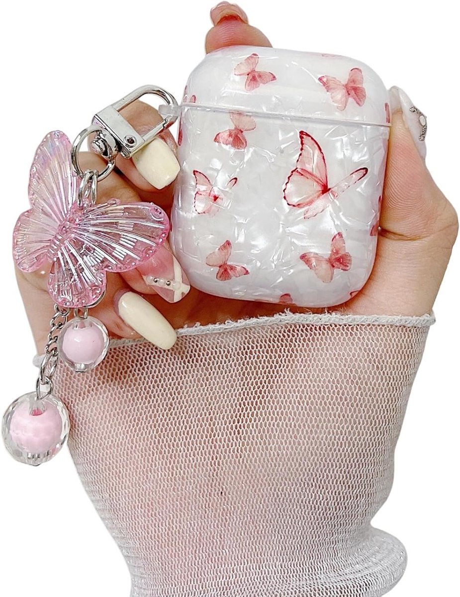 AirPods Hoesje - Beschermhoes Oortjes - Oortjes Beschermen - Vlinder Ontwerp - 1:1 Pasvorm - Roze