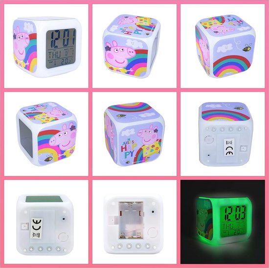 Kinderprojector Klok - Nachtlamp Wekker - Kamer Decoratie - Met Datum Temperatuur - 8 x 8 cm - Wit — afbeelding 3