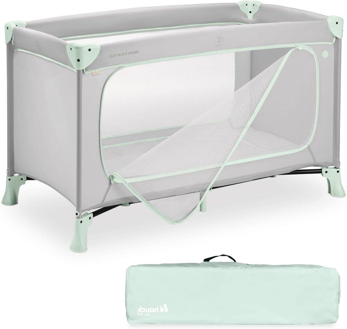 Reisbed - Baby Box - Veilig Spelen - XL Speelopening - 125x65x76 cm - Dusty Mint