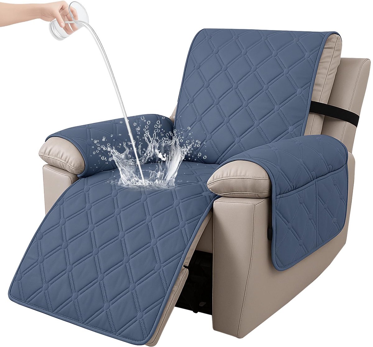 Hoes Voor Fauteuil, Relax Fauteuilbeschermer, Stoelbeschermer Voor Televisiestoel, Fauteuil Hoes Waterdicht, Bankhoes Voor Fauteuil, Hoes Voor Relaxstoel (1 Plaats, Blauwgrijs)