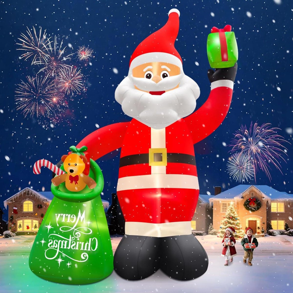 Opblaasbare Kerstdecoratie - Kerstfiguur Tuin - Feestelijke Sfeer - Geïntegreerde LED - 75 Meter Hoog - Kerstman Rood