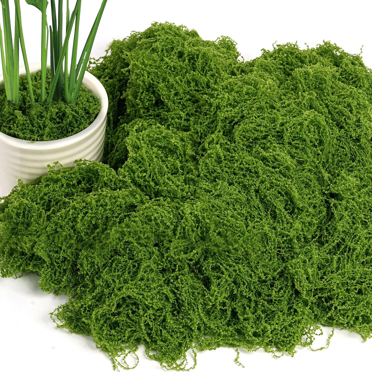Kunstschuim, 200 g, kunstschuim voor het decoreren van planten, decoratief, herbruikbaar, kunstplant, mos voor tuin, knutselen, bloemengras (donkergroen)