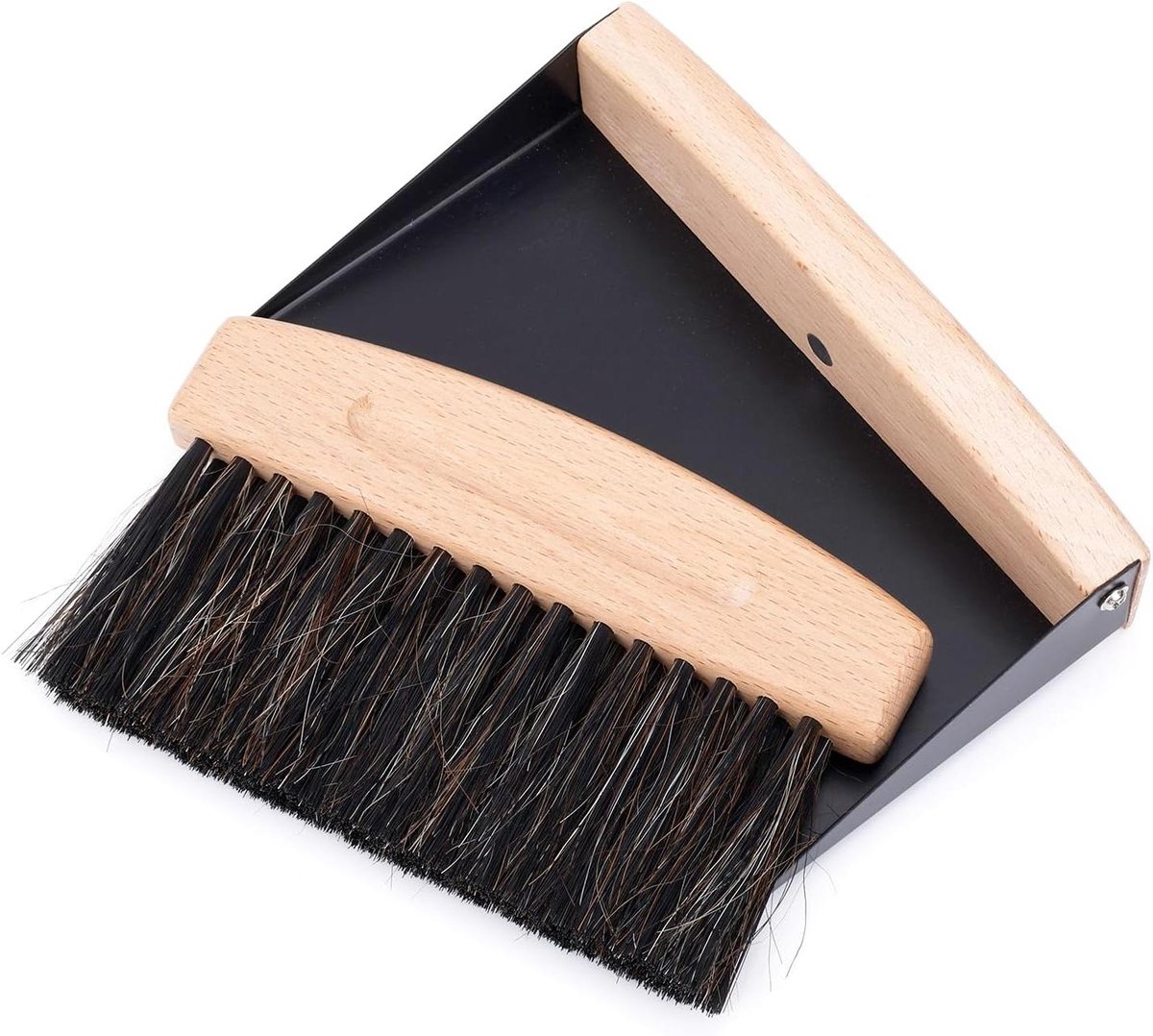 Tafelbezem en Stoffer - Mini Set - Bureau Schoonmaken - Magnetische Bevestiging - 15.5 cm - Zwart