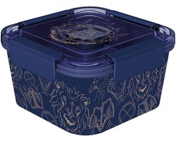 Boîte à lunch bento, motifs tels que Lilo & Stitch, Harry Potter, Minecraft et bien d'autres, 17 x 10 x 17 cm, double étage, 3 compartiments et récipient à sauce (Harry Potter - Magic)
