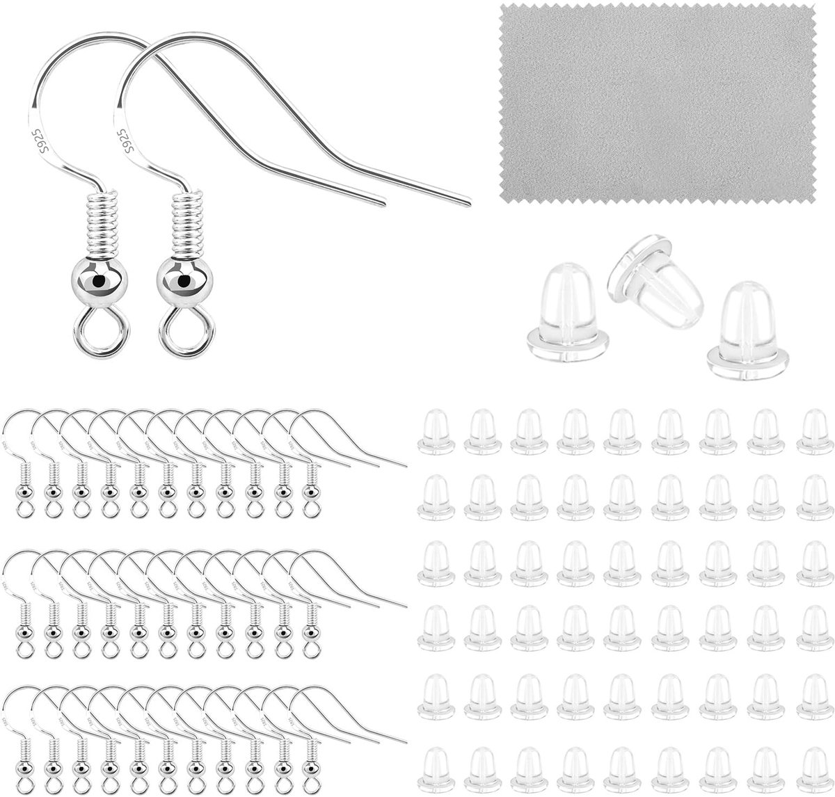 925 sterling zilveren oorhaakjes Grote oorraden Visoorbelhaakjes met oorbelruggen voor het maken van sieraden accessoires