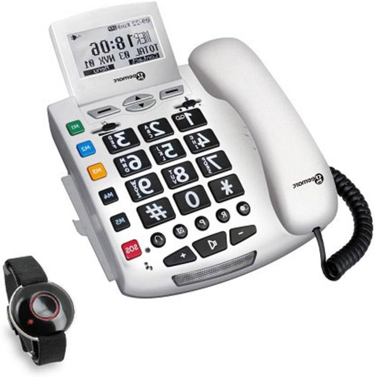 Vaste Telefoon - Seniorentelefoon Noodtelefoon - Veilig Bellen - Waterdichte SOS Armband - 20 x 26 x 9 cm - Wit