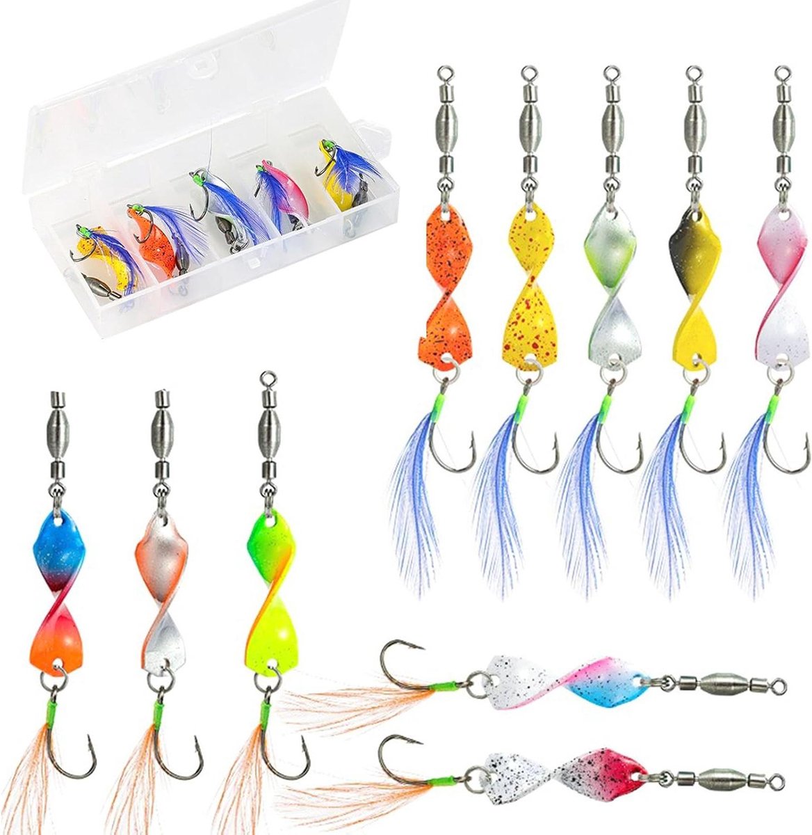 Visaas Set - Kunstaas Spoons - Forel Vissen - 360 Graden Spiraaldesign - 10 Stuks - Meerkleurig
